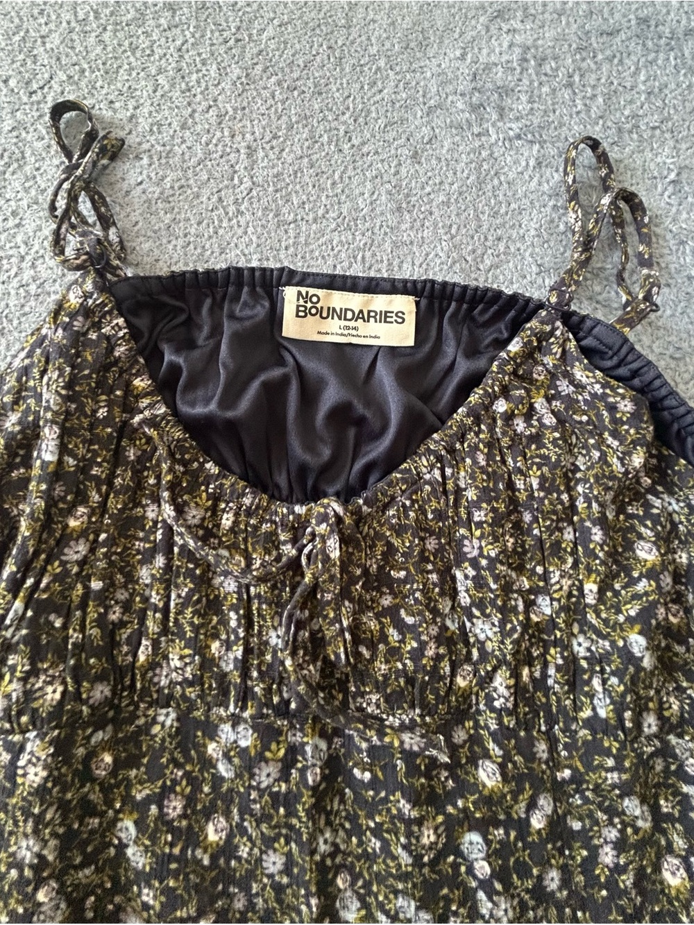 No Boundaries Black Floral Tie-Shoulder Cami
